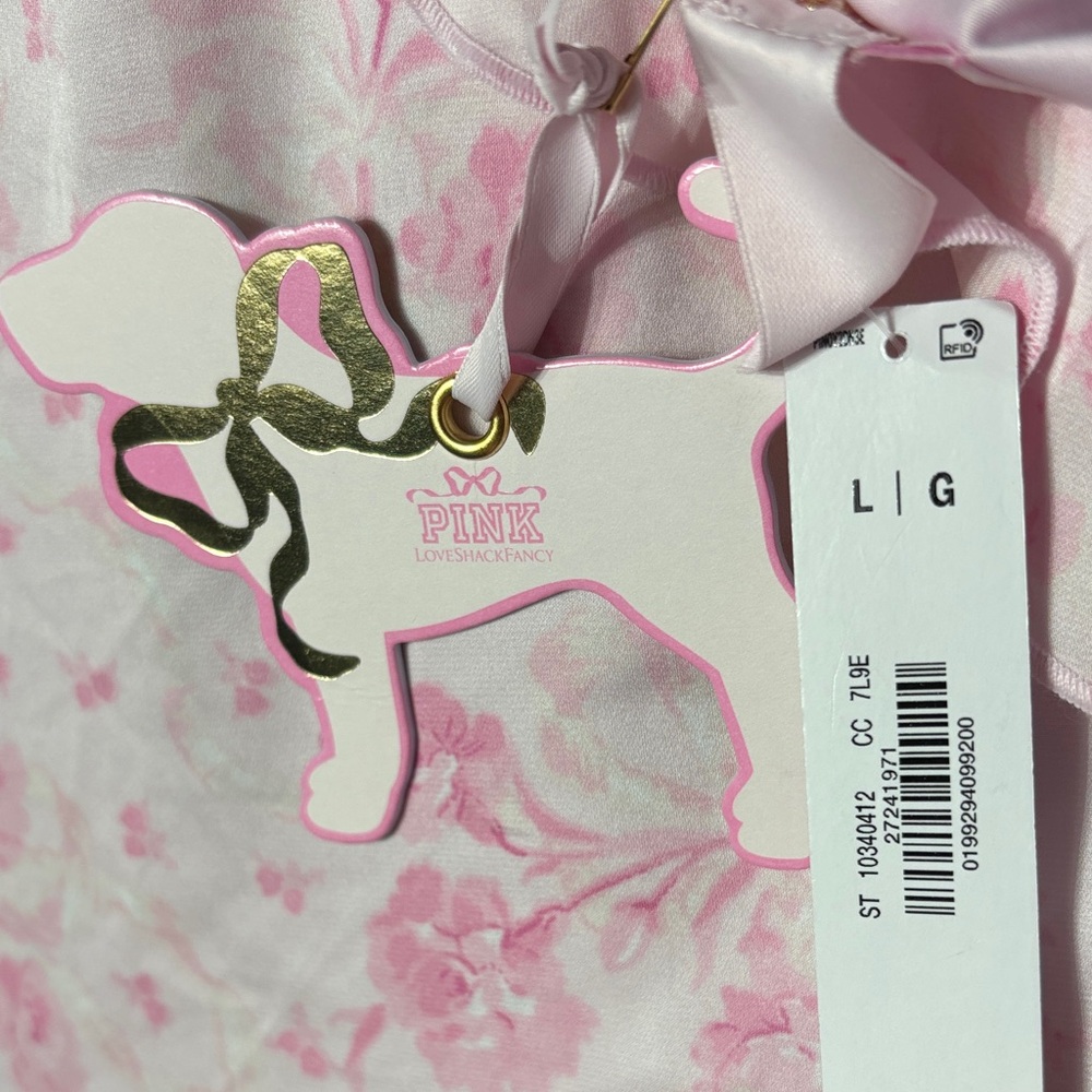 Victoria’s Secret pink x loveshackfancy satin ruffle midi dress coquette floral - Picture 8 of 9